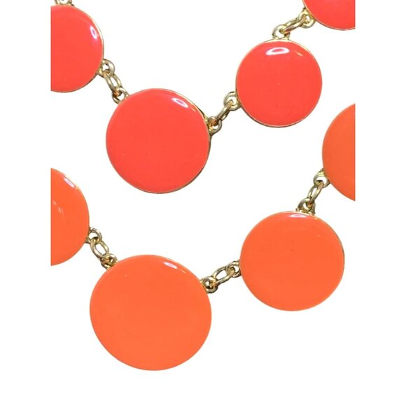 Vintage 15” - 18” Gold Tone & Two Tone Coral Enamel Bib Necklace (1363) - Picture 3 of 6